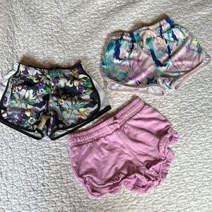 Trio of girls sporty Shorts in Floral and Pink